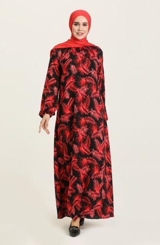 Claret Red Hijab Dress 3357-01