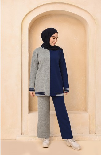 Triko Tunik Pantolon İkili Takım 4385-06 Saks Gri