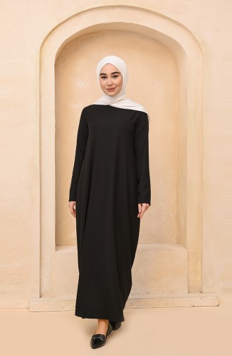 Cepli Krep Elbise 3363-01 Siyah