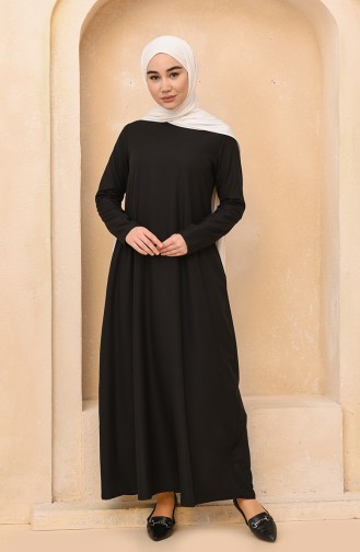 Cepli Krep Elbise 3363-01 Siyah