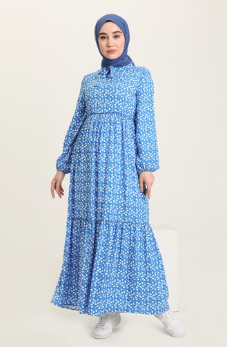 Saks-Blau Hijab Kleider 60217-01