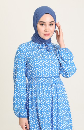 Saks-Blau Hijab Kleider 60217-01