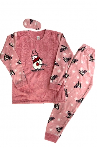 Kız Çocuk Peluş Baskılı Polar Pijama Takımı Tampap 3044 3042-03 Pembe
