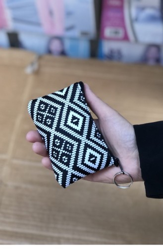 Kilim Desen Mini B Para Cüzdanı Bs 001507 Sıyah