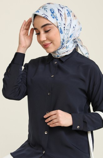 Düğmeli Gömlek Tunik 3360-02 Lacivert