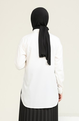 Düğmeli Gömlek Tunik 3360-06 Ekru