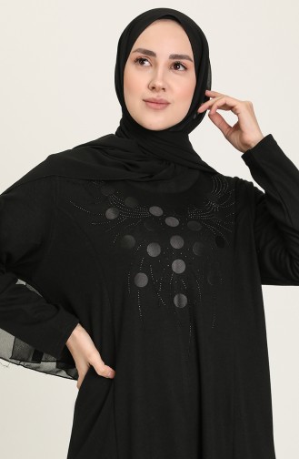 Schwarz Hijab Kleider 0428-01