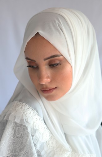 Fırfırlı Şifon Şal Beyaz 1677624-01 Beyaz