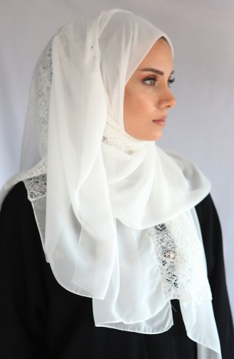 Otantik Şifon Şal Beyaz 315873-01 Beyaz