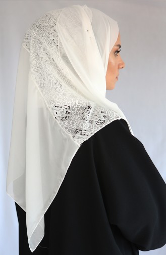 Otantik Şifon Şal Beyaz 315873-01 Beyaz