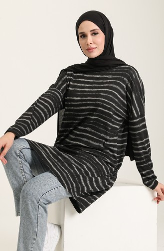 Çizgili Tunik 1607-01 Siyah