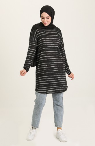 Çizgili Tunik 1607-01 Siyah