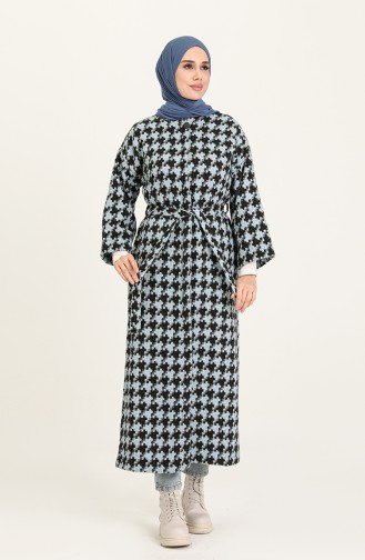 Kazayağı Desen Kaban 5663-08 Siyah Mavi