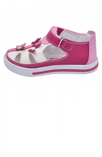 Kiko Şb 221722 Orto Pedik Kız Çocuk Bebe Ayakkabı Sandalet Fuşya Beyaz