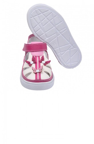 Kiko Şb 221722 Orto Pedik Kız Çocuk Bebe Ayakkabı Sandalet Fuşya Beyaz