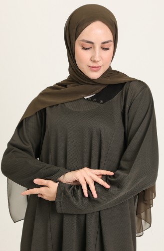 Khaki Hijab Kleider 8149-01