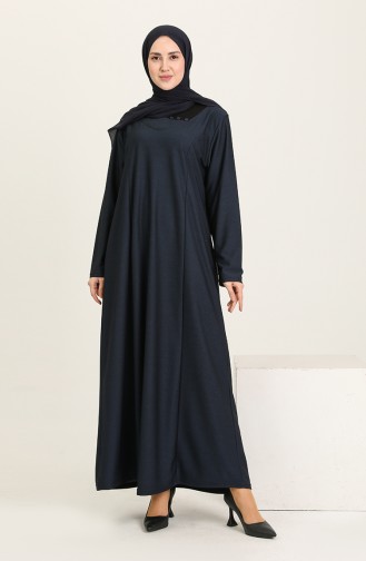 Navy Blue Hijab Dress 8149-02