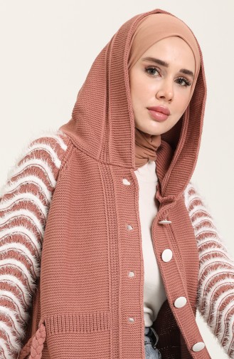 Gilet Tricot a Capuche 10293-03 Rose Pâle 10293-03