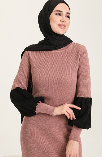 Beige-Rose Hijab Kleider 8291-02