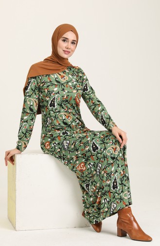 Green Almond Hijab Dress 2112-03