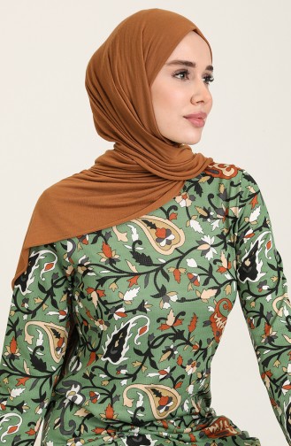 Unreife Mandelgrün Hijab Kleider 2112-03