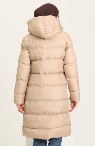 Kapüşonlu Şişme Mont 6032-03 Bej