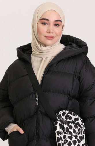 Önü Cepli Yarasa Kol Şişme Mont 6048-02 Siyah