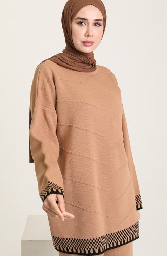 Triko Kazak Pantolon İkili Takım 4394-02 Camel