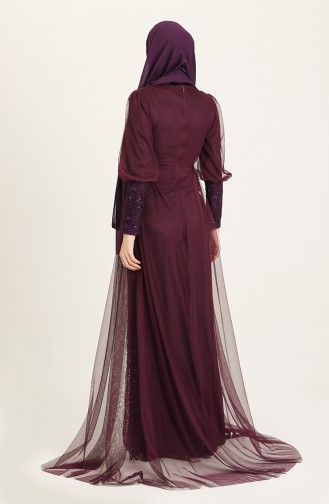 Plum Hijab Evening Dress 5346A-02