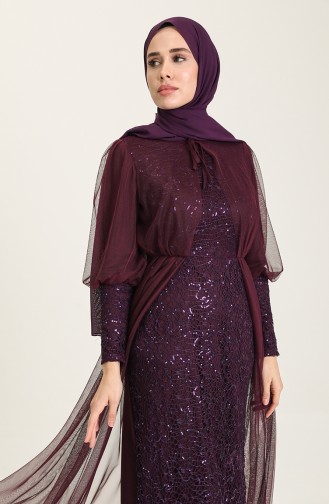 Zwetschge Hijab-Abendkleider 5346A-02