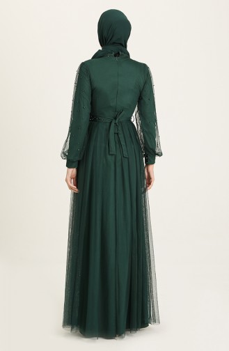 Emerald Green Hijab Evening Dress 5632-03