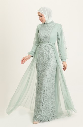 Unreife Mandelgrün Hijab-Abendkleider 5632-05
