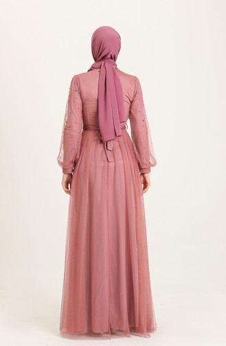 Dusty Rose Hijab Evening Dress 5632-07