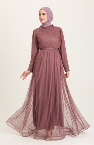 Dusty Rose Hijab Evening Dress 5664-03