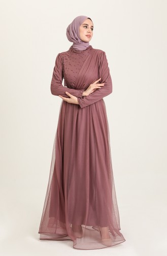 Beige-Rose Hijab-Abendkleider 5664-03
