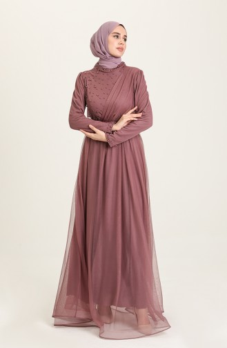 Dusty Rose Hijab Evening Dress 5664-03