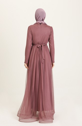 Dusty Rose Hijab Evening Dress 5664-03