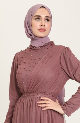 Dusty Rose Hijab Evening Dress 5664-03