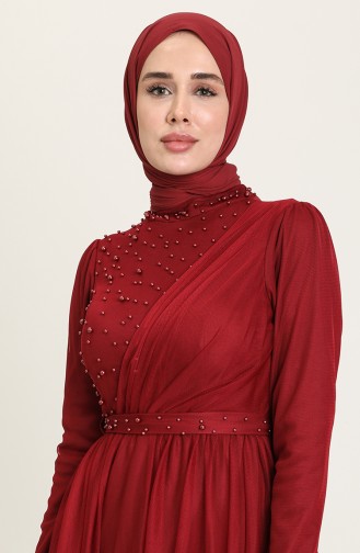 Weinrot Hijab-Abendkleider 5664-04