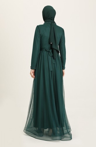 Emerald Green Hijab Evening Dress 5664-05