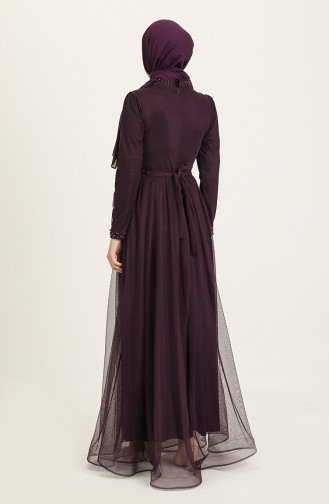 Purple Hijab Evening Dress 5664-07
