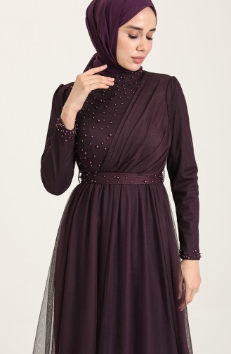 Purple Hijab Evening Dress 5664-07