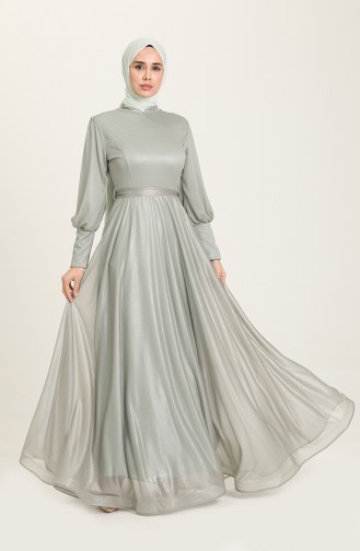 Green Almond Hijab Evening Dress 5672-07