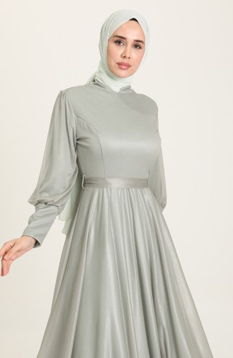 Green Almond Hijab Evening Dress 5672-07