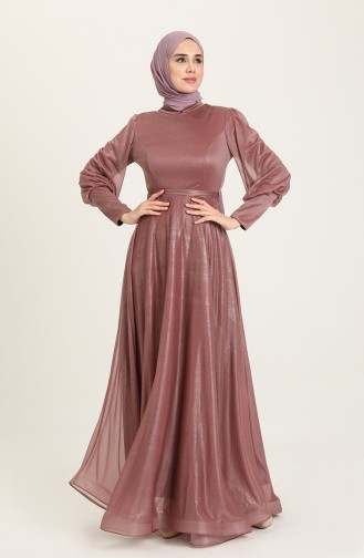 Dusty Rose Hijab Evening Dress 5672-08