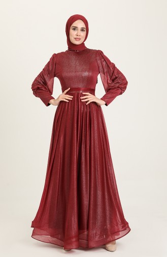 Weinrot Hijab-Abendkleider 5672-09