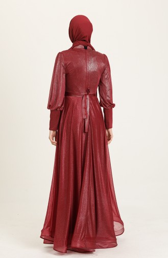 Claret Red Hijab Evening Dress 5672-09