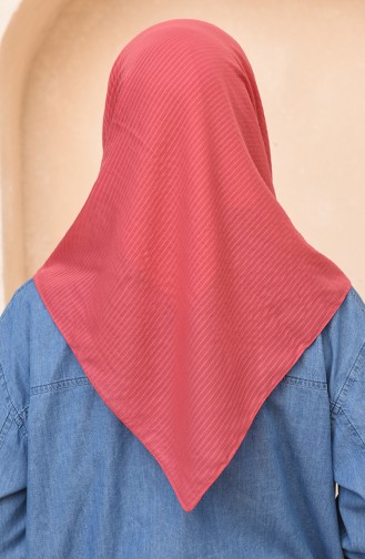 Çizgili Pamuk Eşarp 1070-06 Mercan