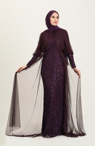Purple Hijab Evening Dress 5346A-01