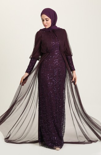 Purple Hijab Evening Dress 5346A-01